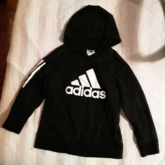 Adidas Boys Age 7 Black & White Hoody Sweatshirt - Picture 2 of 12